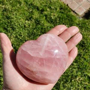 Rose Quartz Puffy Heart 3.5"